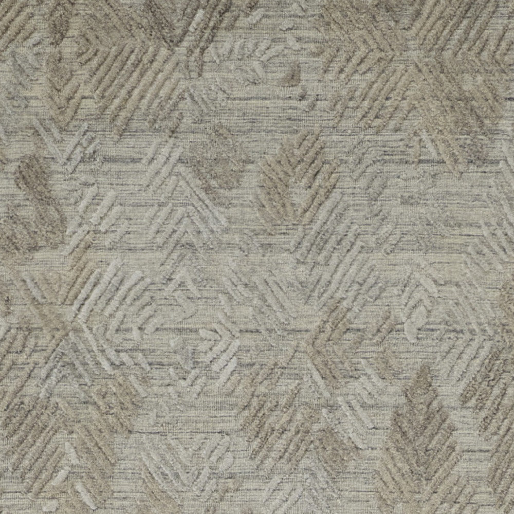 10' Gray And Taupe Abstract Hand Woven Runner Rug