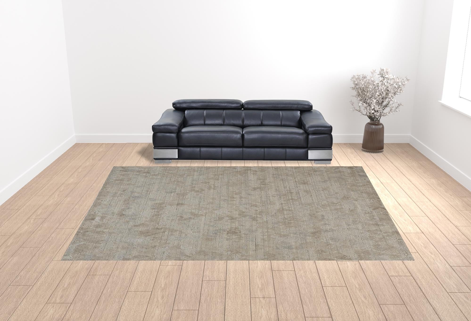 12' X 15' Gray And Taupe Abstract Hand Woven Area Rug