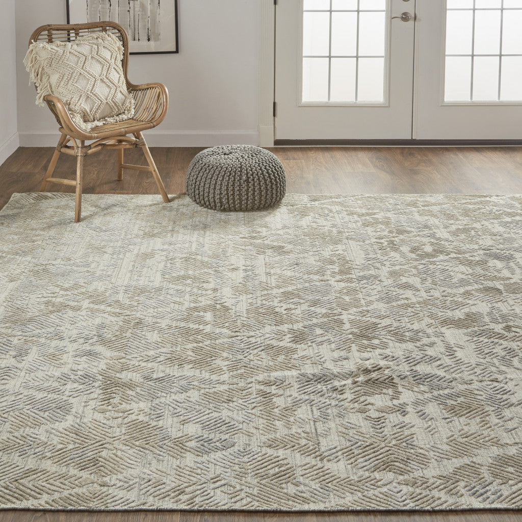 12' X 15' Gray And Taupe Abstract Hand Woven Area Rug