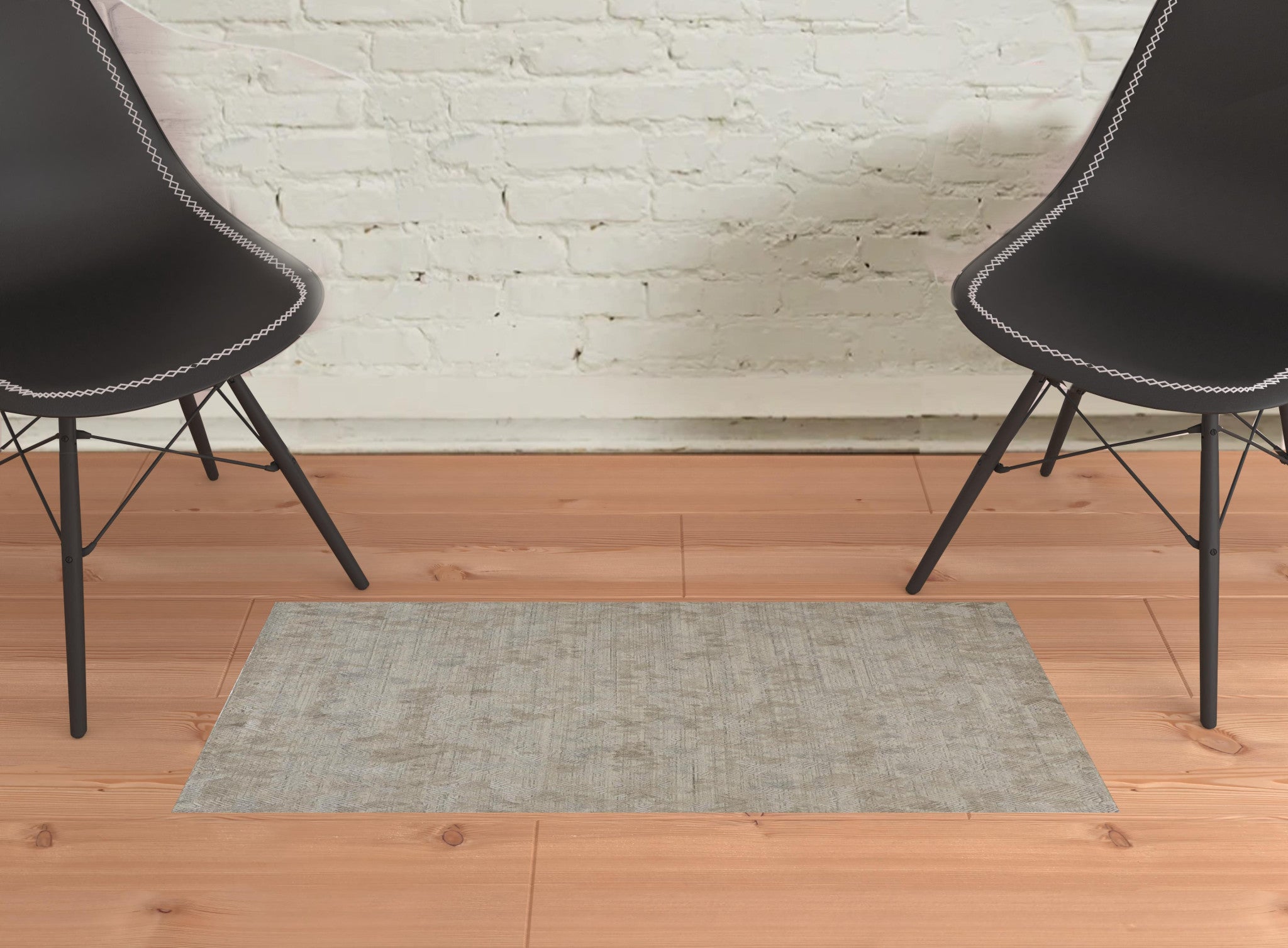 2' X 3' Gray And Taupe Abstract Hand Woven Area Rug