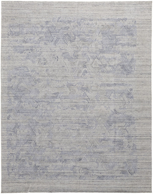 4' X 6' Gray And Blue Abstract Hand Woven Distressed Area Rug