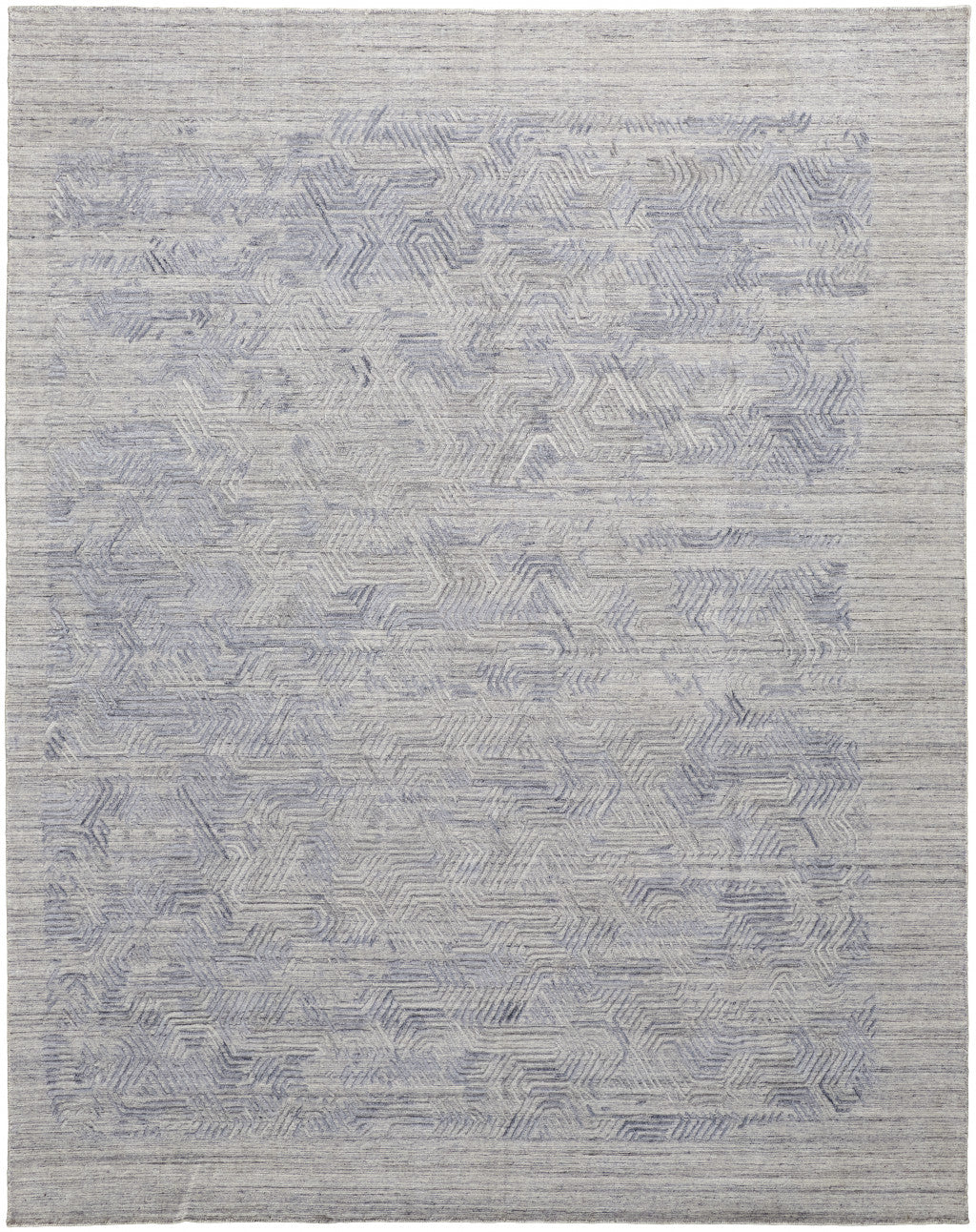 5' X 8' Gray And Blue Abstract Hand Woven Area Rug