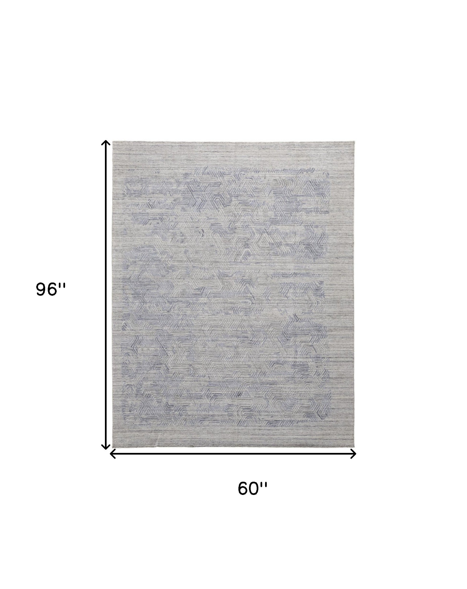 5' X 8' Gray And Blue Abstract Hand Woven Area Rug