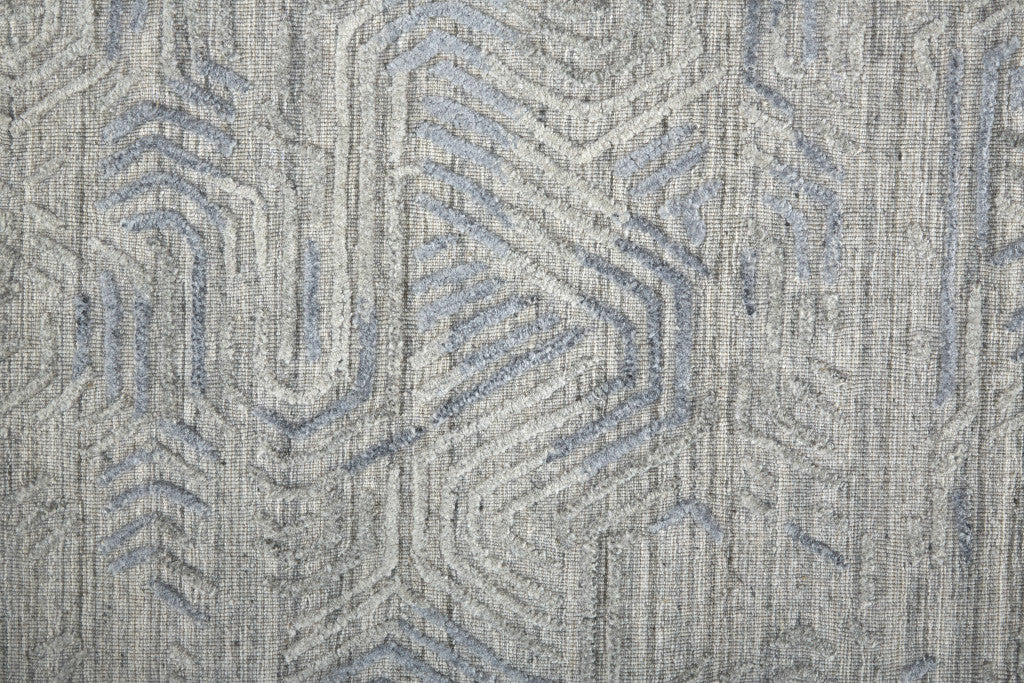 5' X 8' Gray And Blue Abstract Hand Woven Area Rug