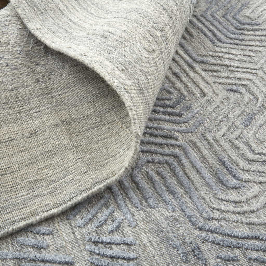 8' Gray And Blue Abstract Hand Woven Runner Rug