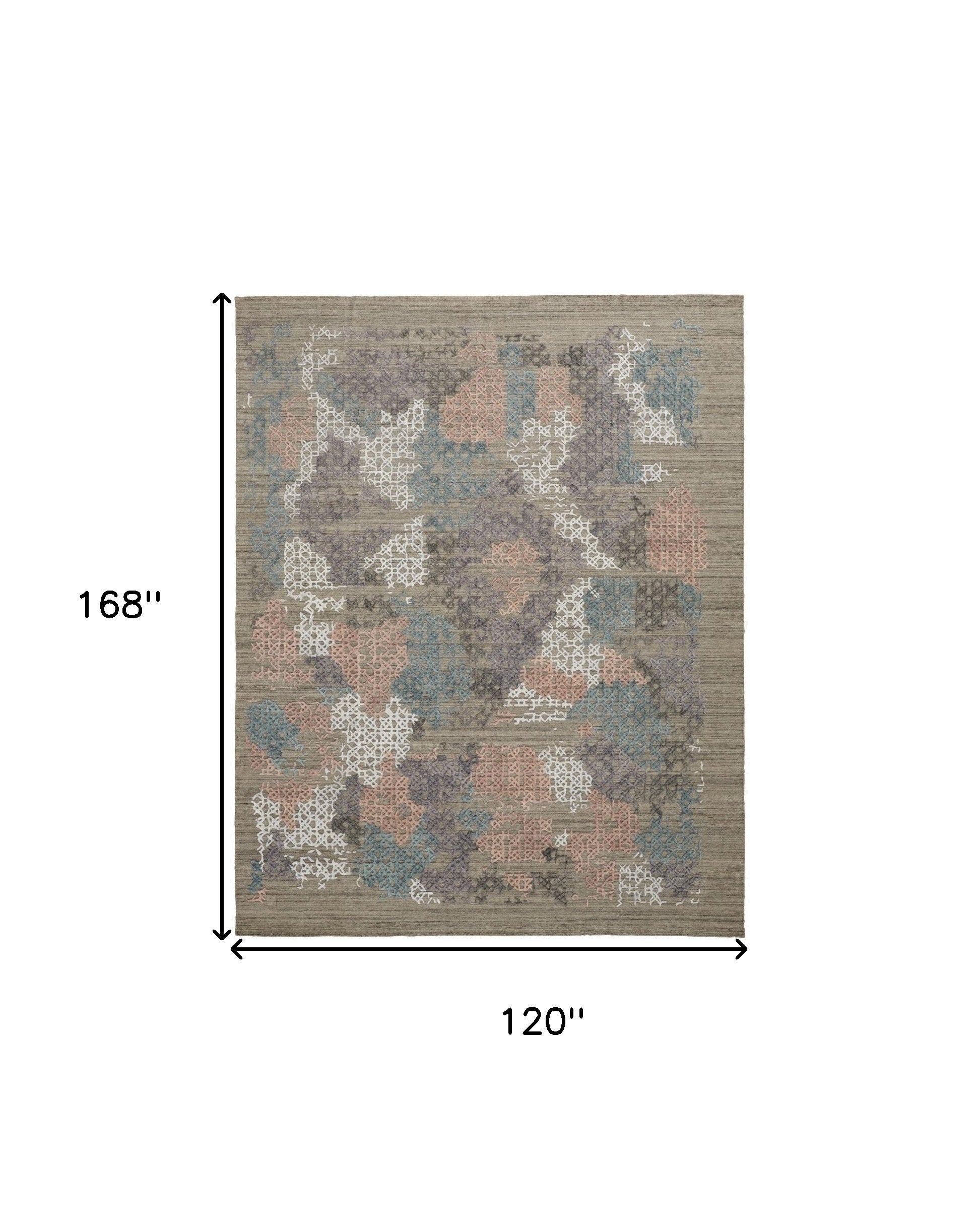 10' X 14' Pink Blue And Taupe Abstract Hand Woven Area Rug