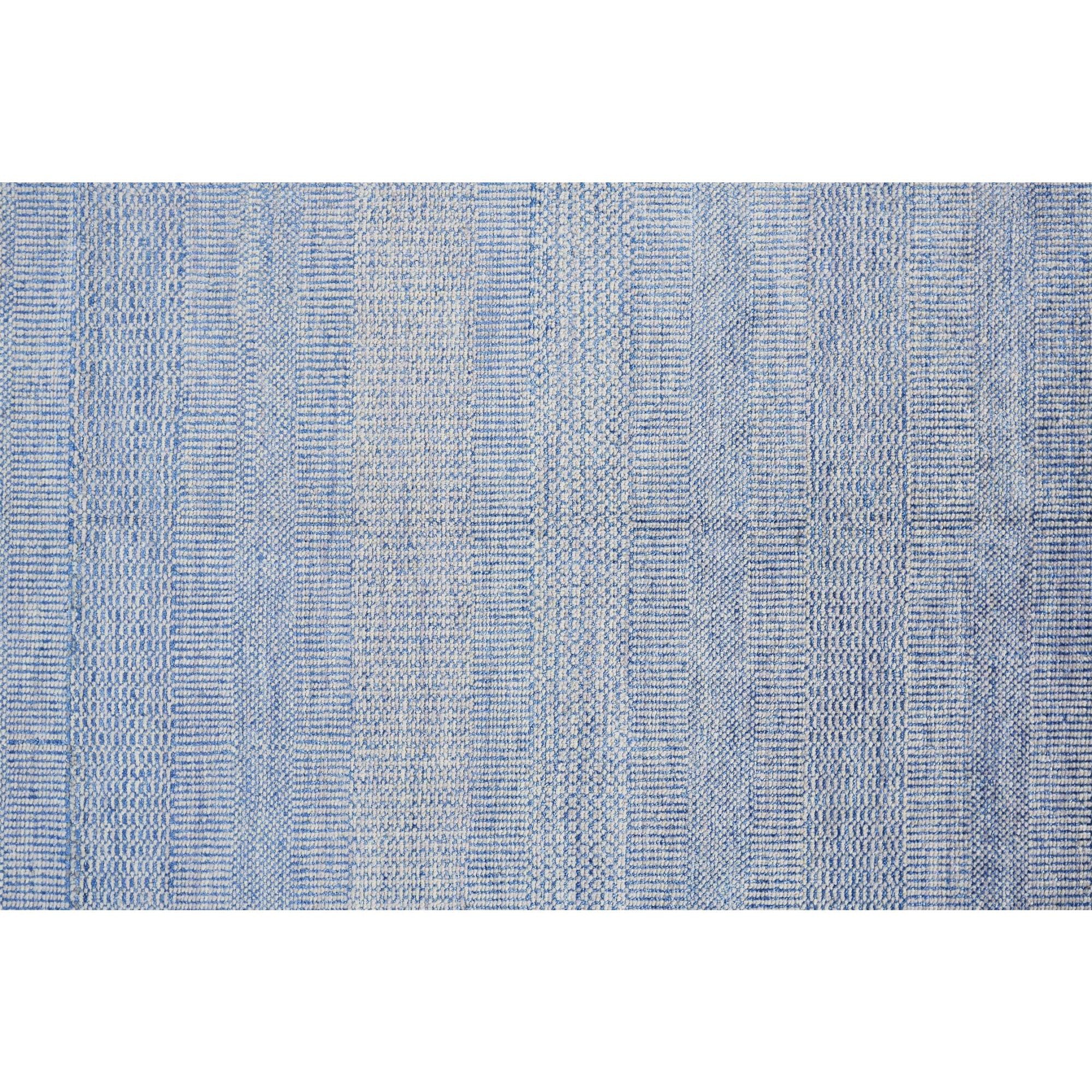 12' x 15' Blue and Silver Wool Striped Hand KNotted Area Rug