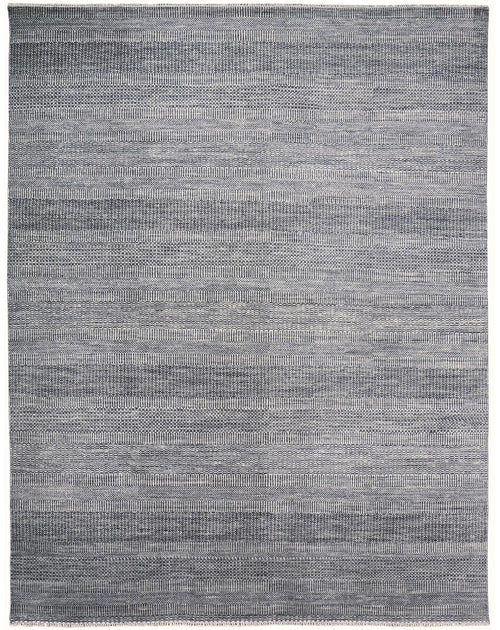 2' X 3' Silver Wool Striped Hand Knotted Area Rug