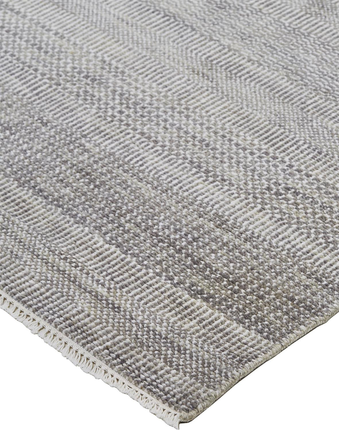 2' X 3' Silver Wool Striped Hand Knotted Area Rug