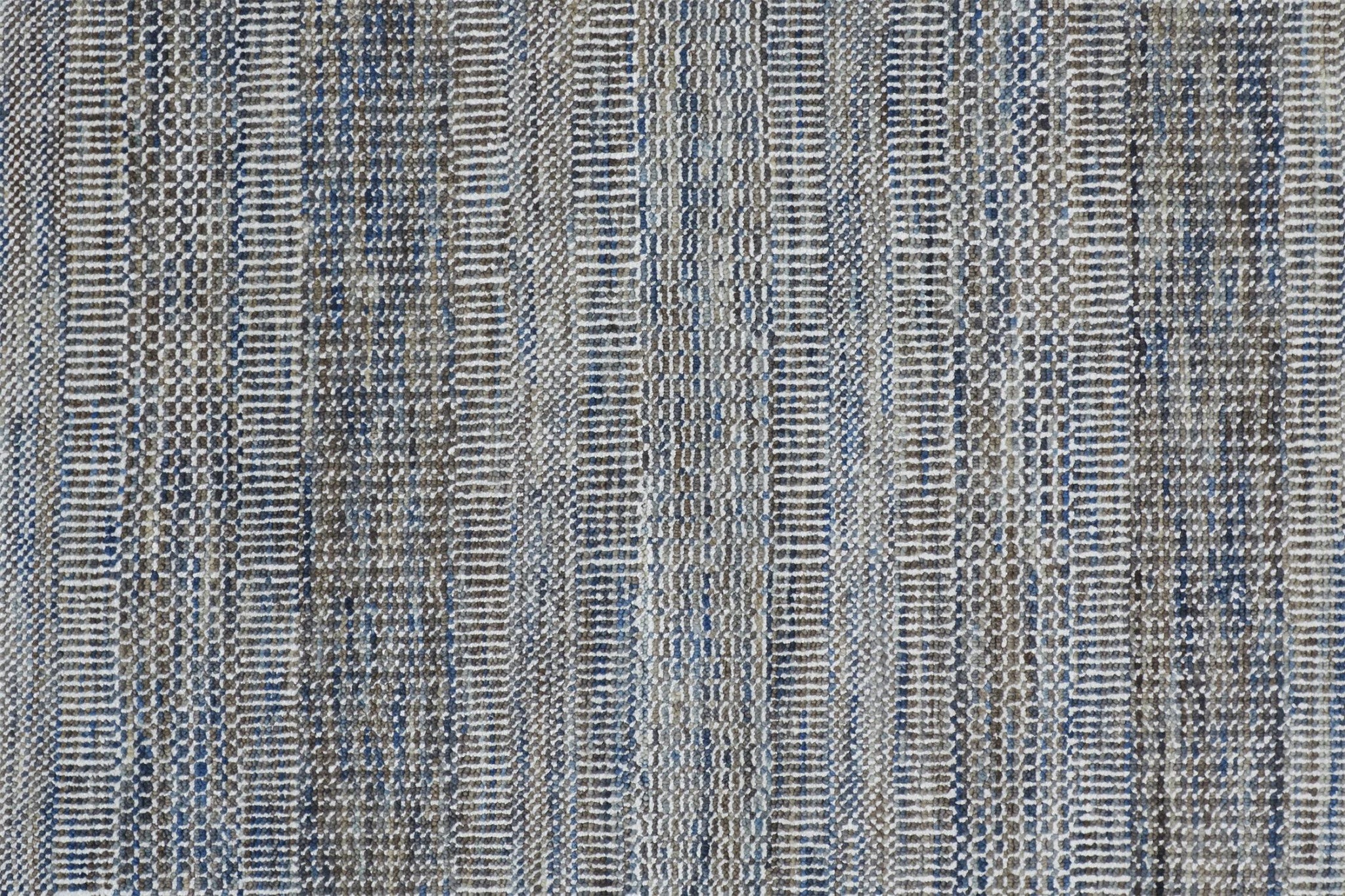 10' Silver Wool Striped Hand Knotted Runner Rug