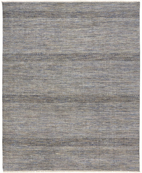 2' X 3' Silver Wool Striped Hand Knotted Area Rug