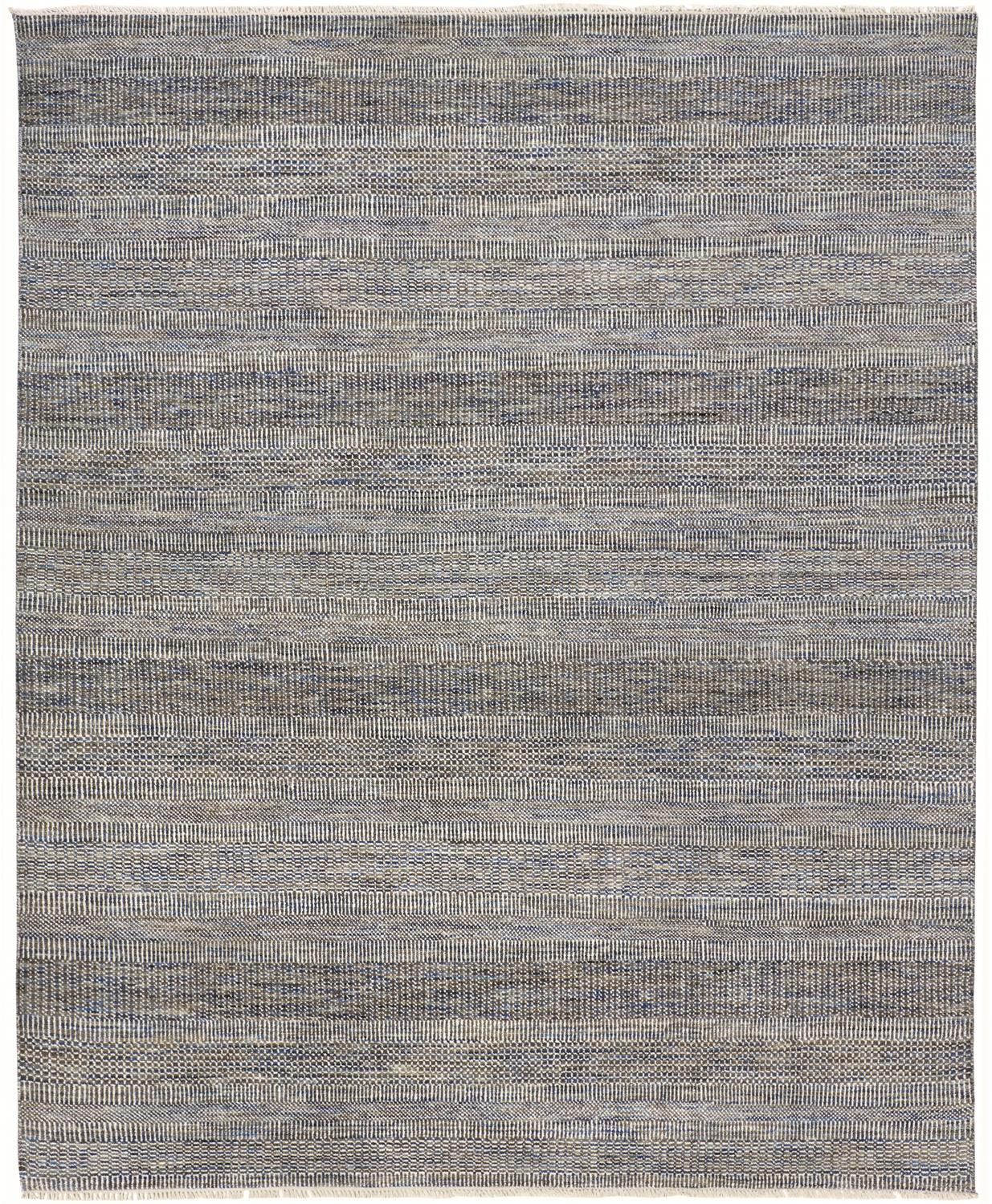 5' X 8' Silver Wool Striped Hand Knotted Area Rug