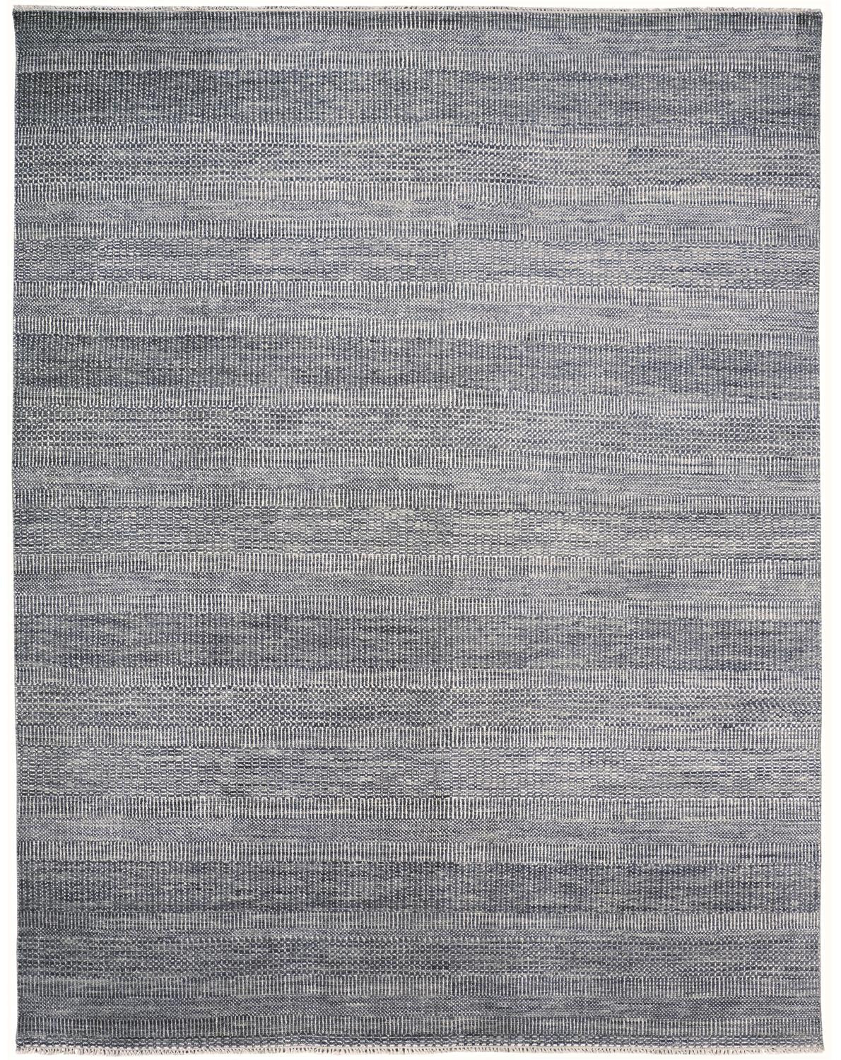 5' X 8' Silver Wool Striped Hand Knotted Area Rug