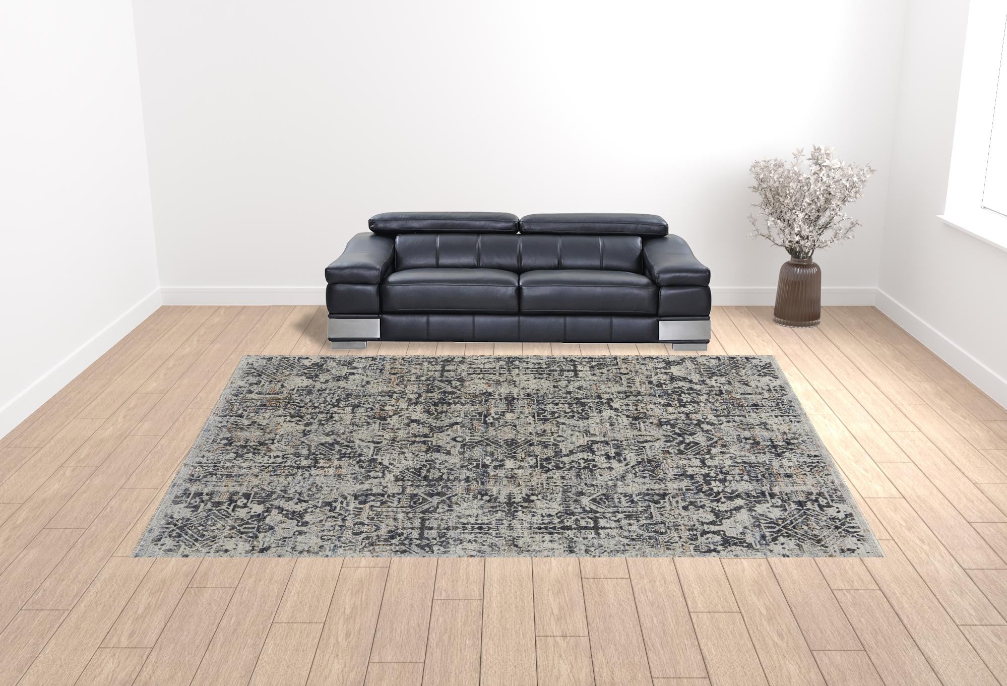 12' X 15' Ivory Gray And Taupe Abstract Power Loom Distressed Area Rug With Fringe