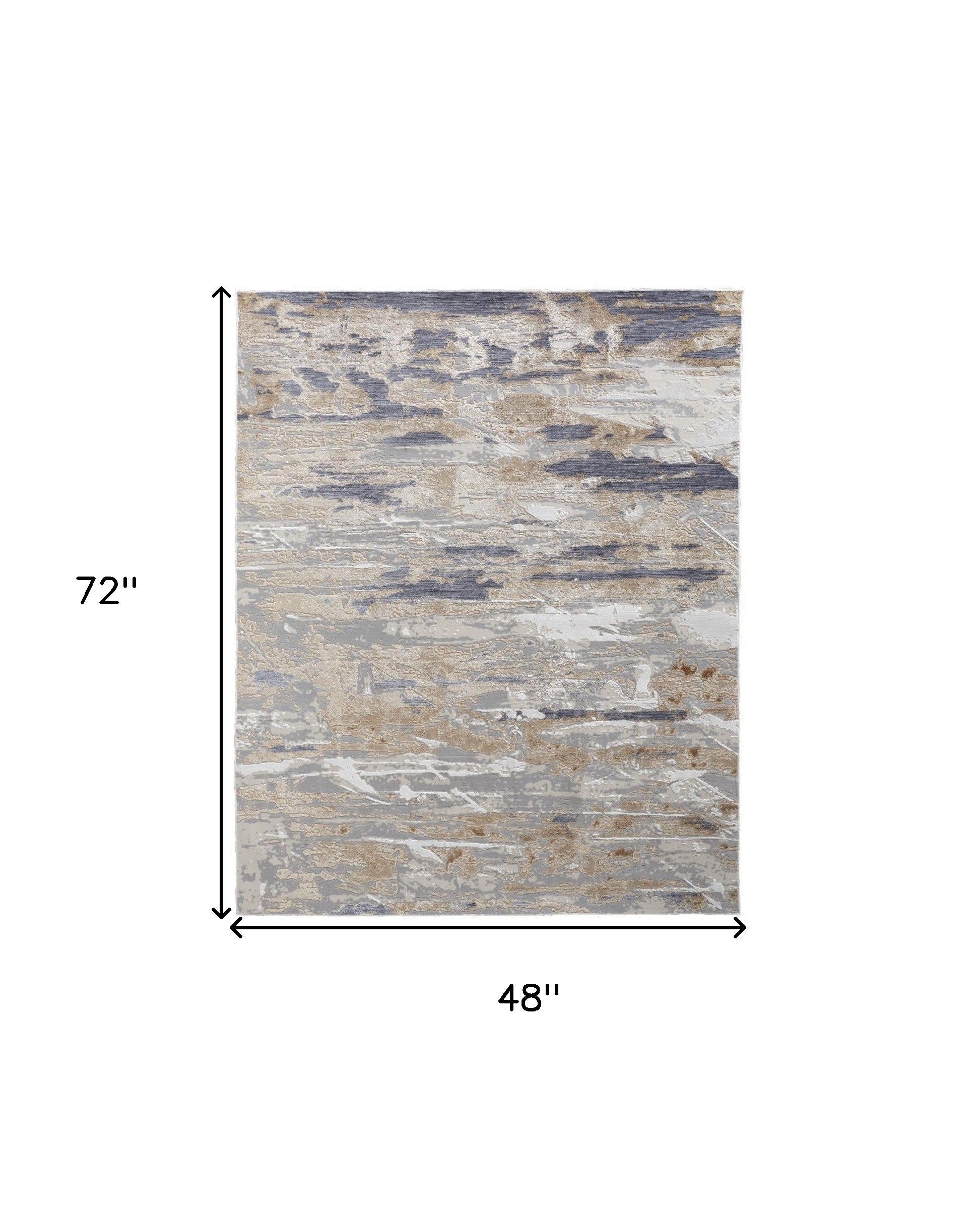 4' X 6' Tan Orange And Ivory Abstract Power Loom Distressed Area Rug