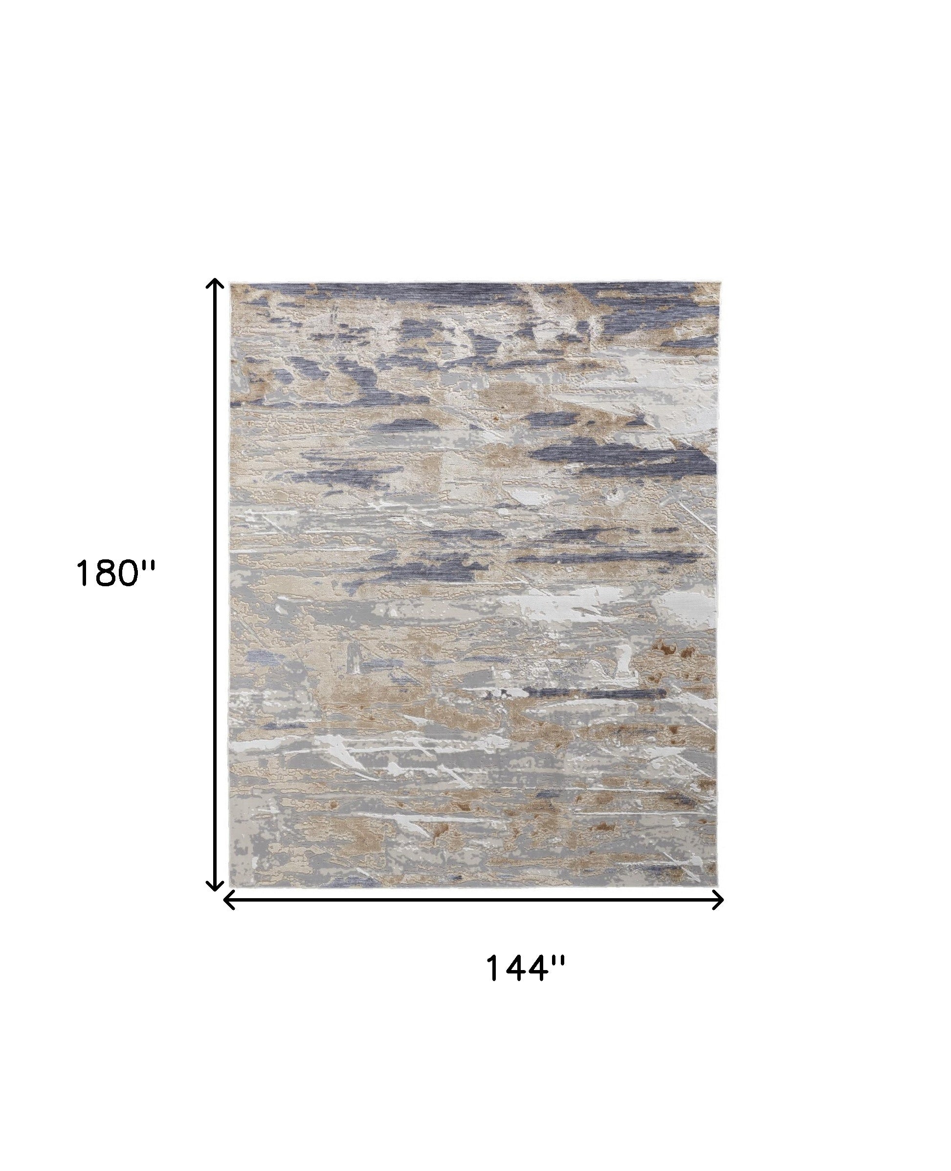 12' X 15' Tan Orange And Ivory Abstract Power Loom Distressed Area Rug