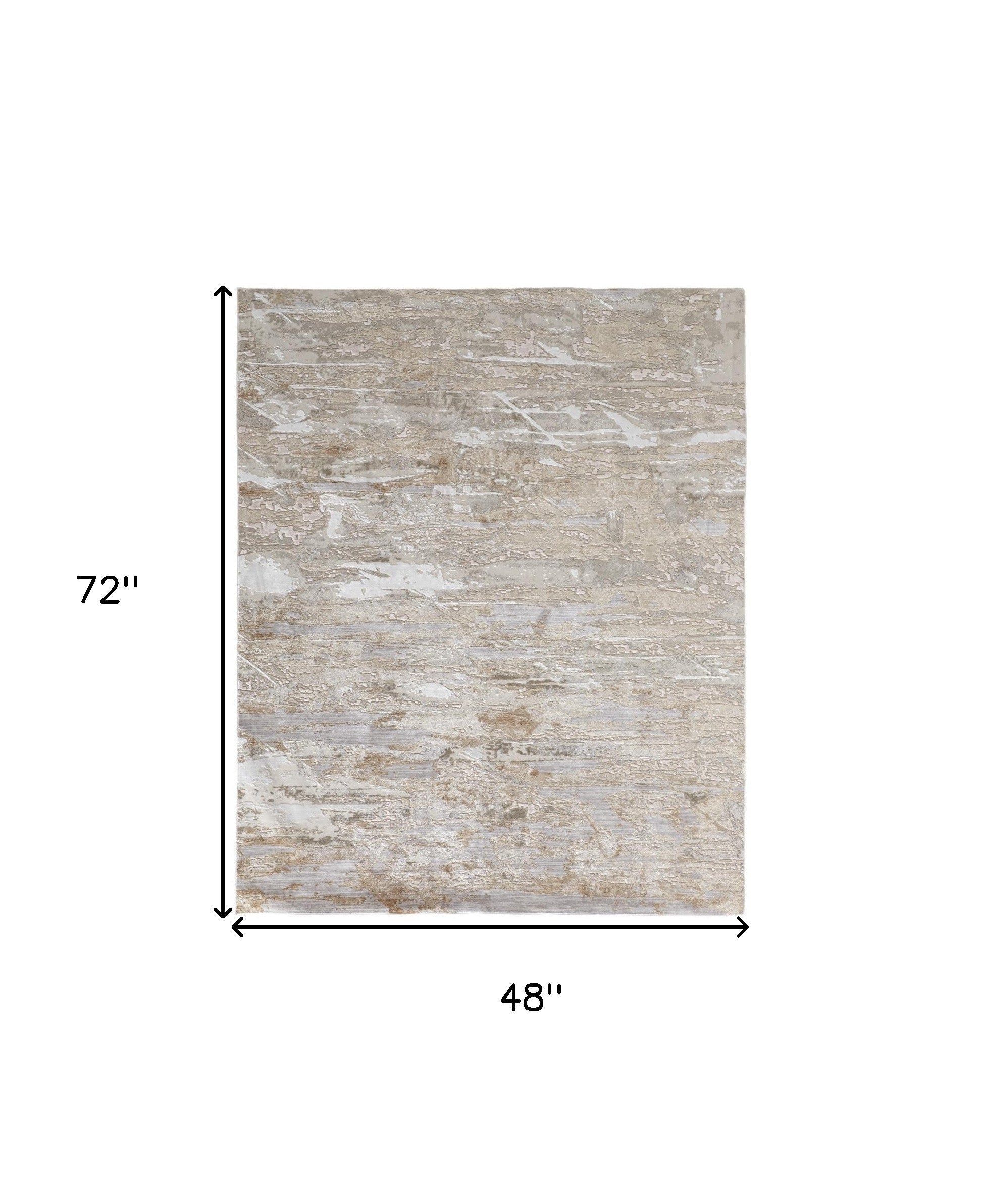 4' X 6' Tan And Ivory Abstract Power Loom Distressed Area Rug