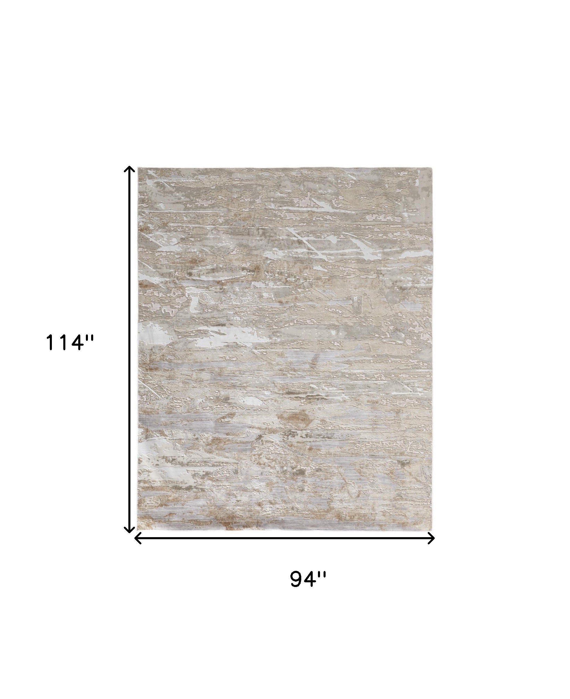 8' X 10' Tan And Ivory Abstract Power Loom Distressed Area Rug