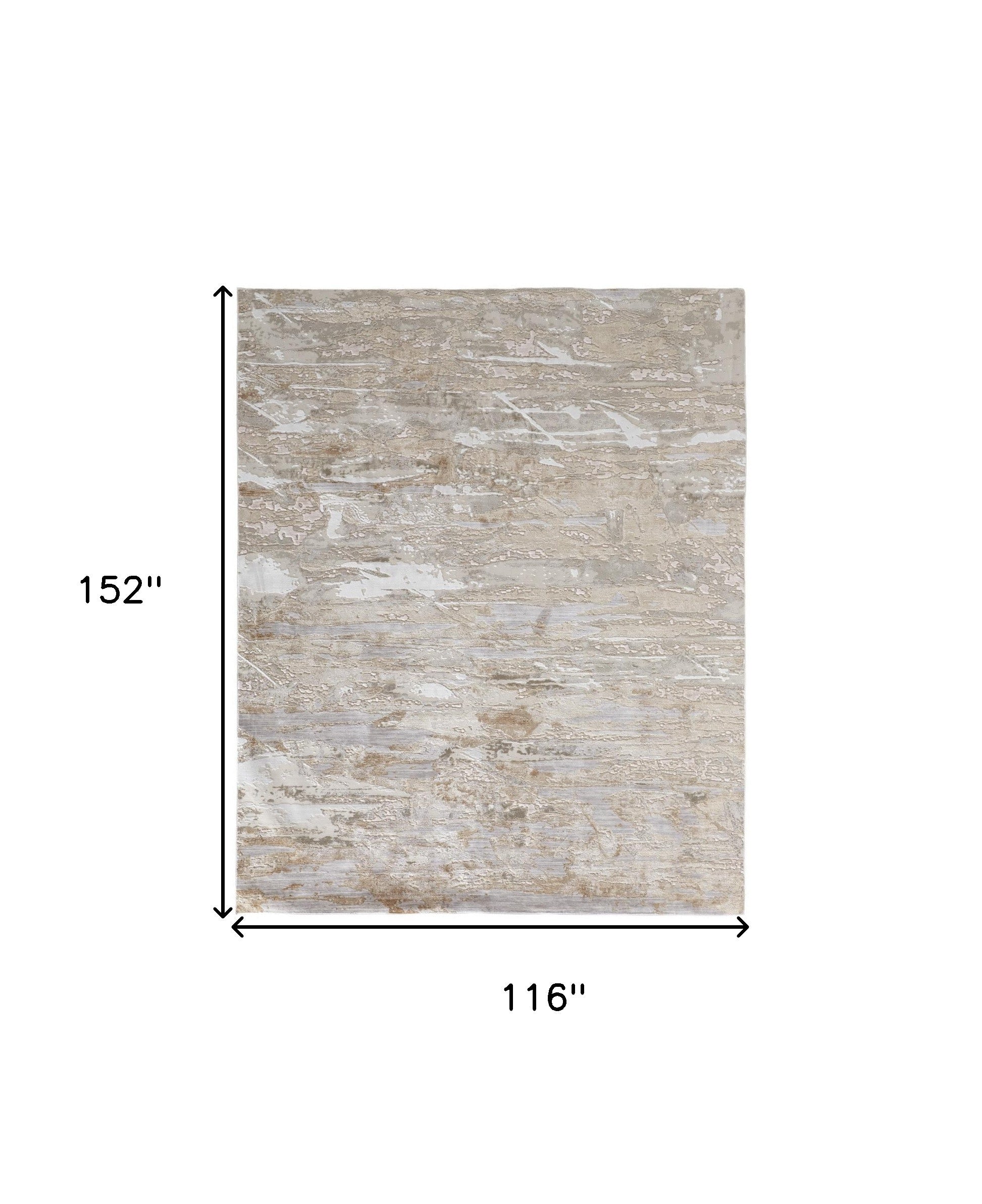 10' X 13' Tan And Ivory Abstract Power Loom Distressed Area Rug