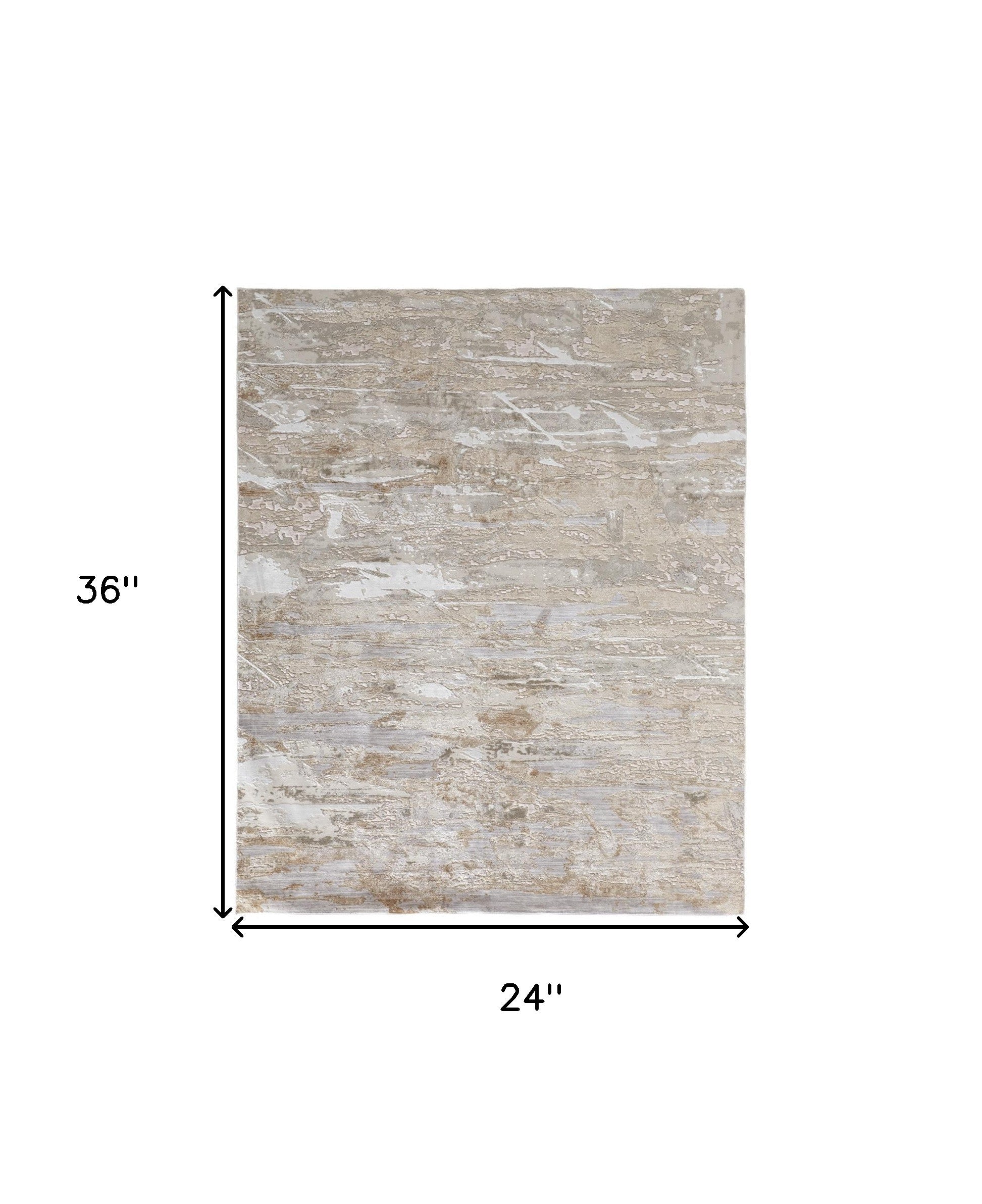 2' X 3' Tan And Ivory Abstract Power Loom Distressed Area Rug