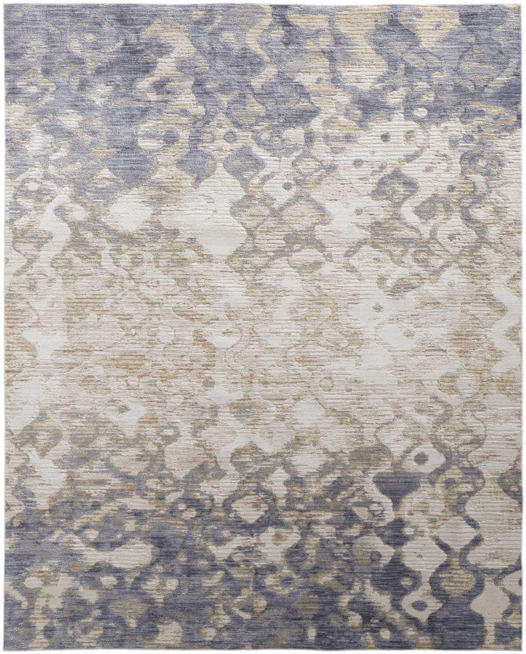 8' X 10' Tan Ivory And Blue Abstract Power Loom Distressed Area Rug