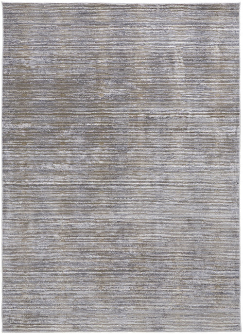 5' X 8' Taupe Silver And Tan Abstract Power Loom Area Rug