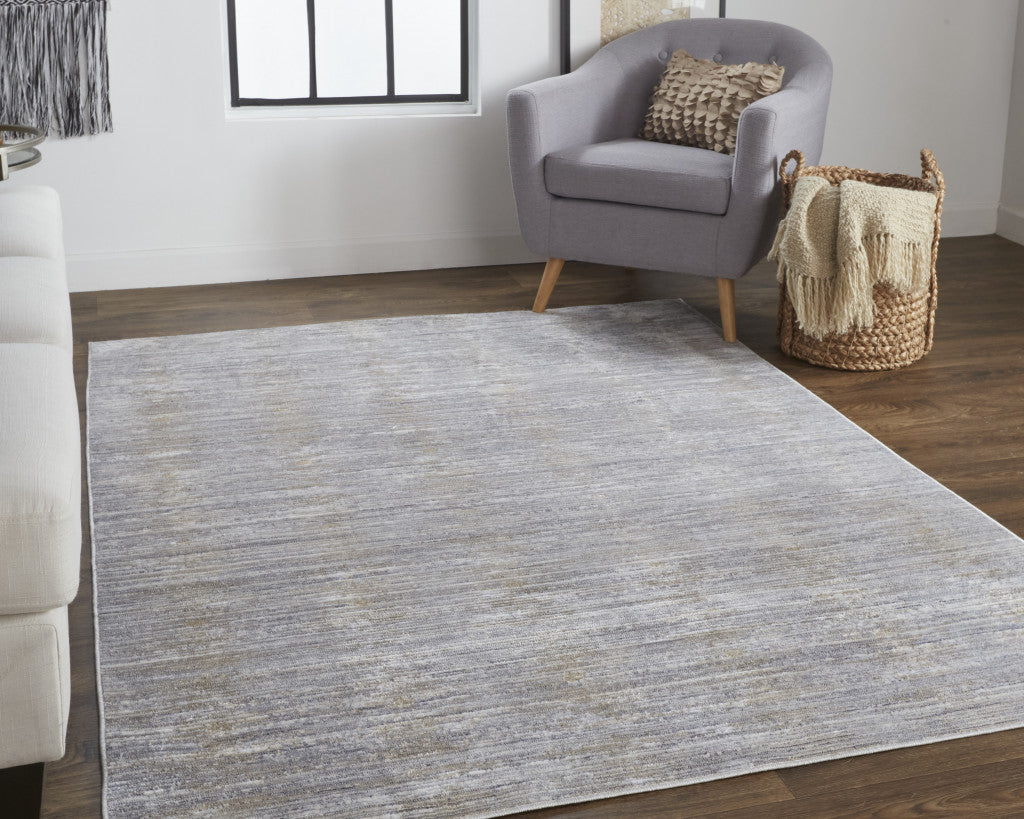 5' X 8' Taupe Silver And Tan Abstract Power Loom Area Rug