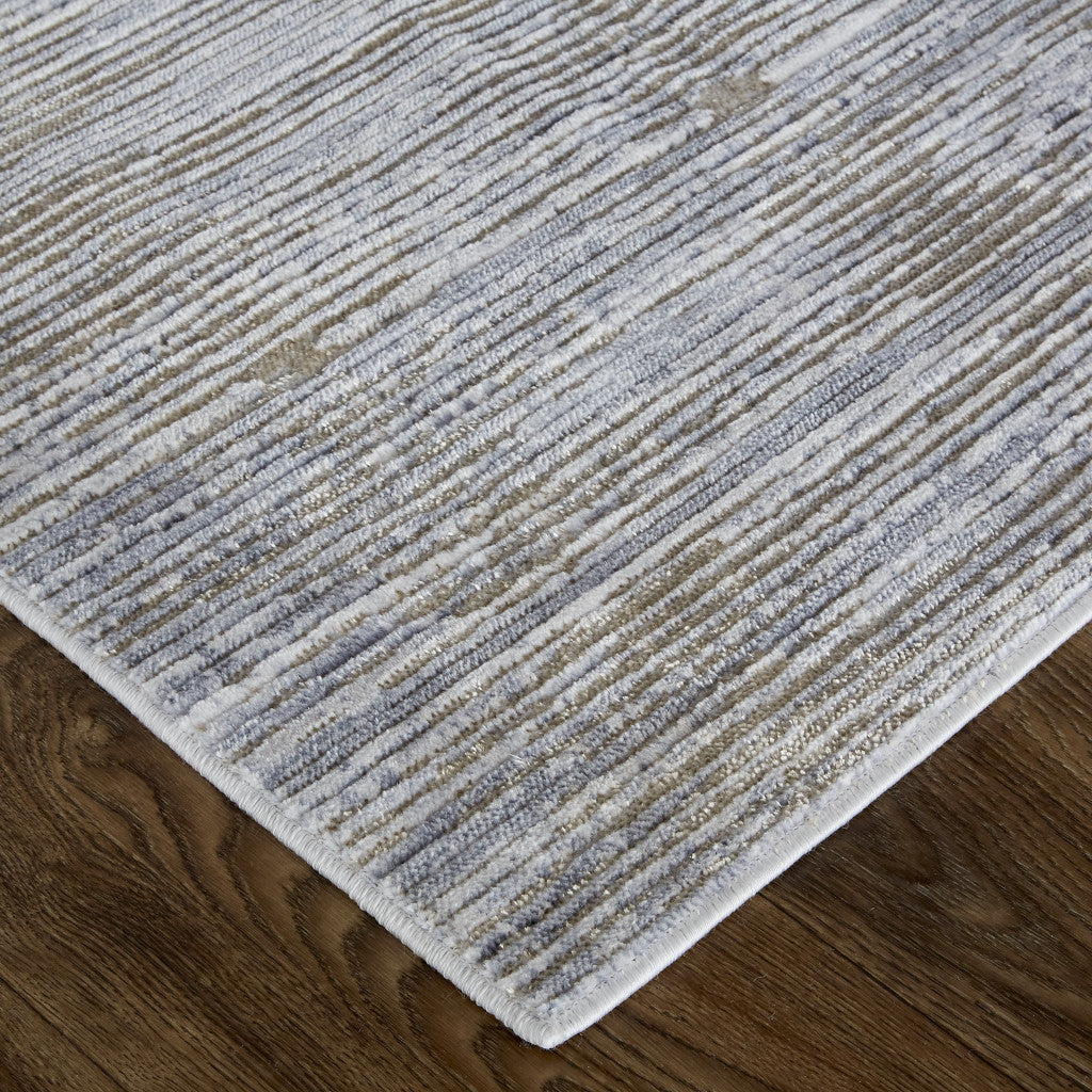 5' X 8' Taupe Silver And Tan Abstract Power Loom Area Rug