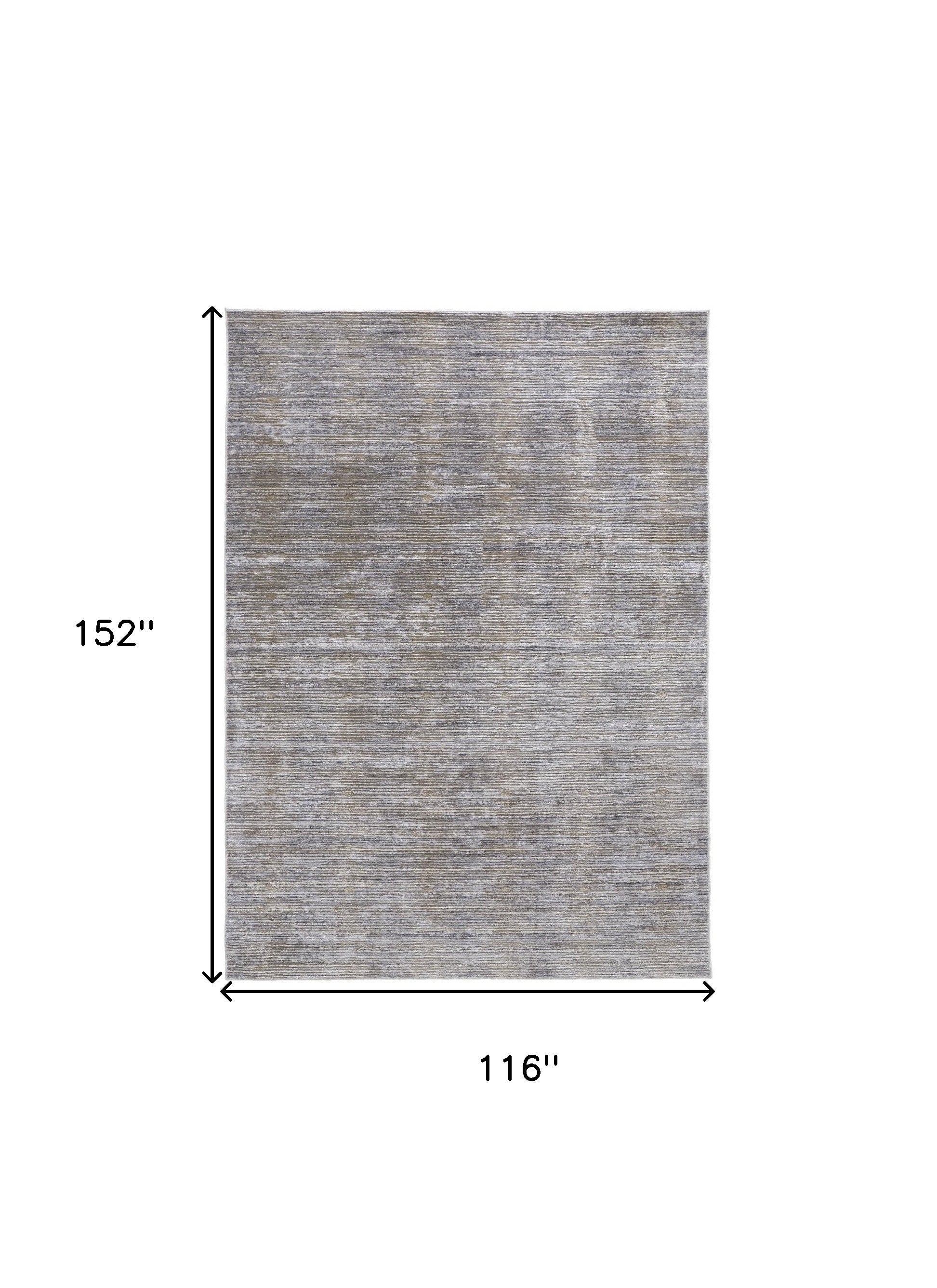 10' X 13' Taupe Silver And Tan Abstract Power Loom Area Rug