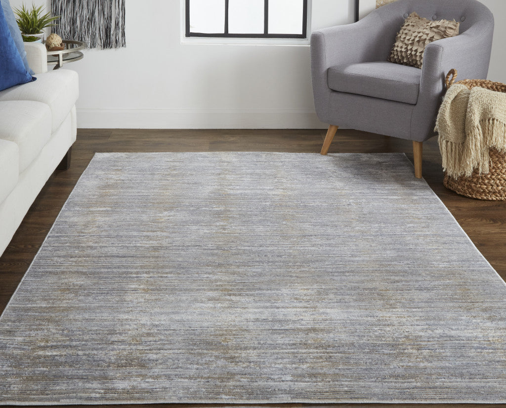 10' X 13' Taupe Silver And Tan Abstract Power Loom Area Rug