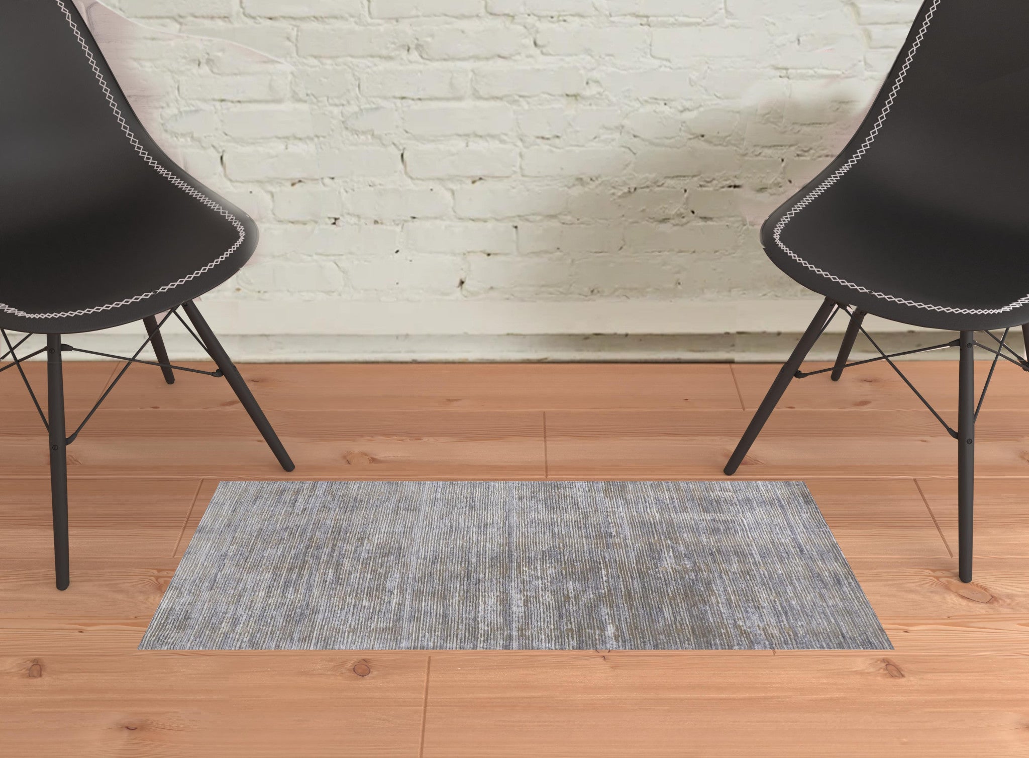 2' X 3' Taupe Silver And Tan Abstract Power Loom Area Rug