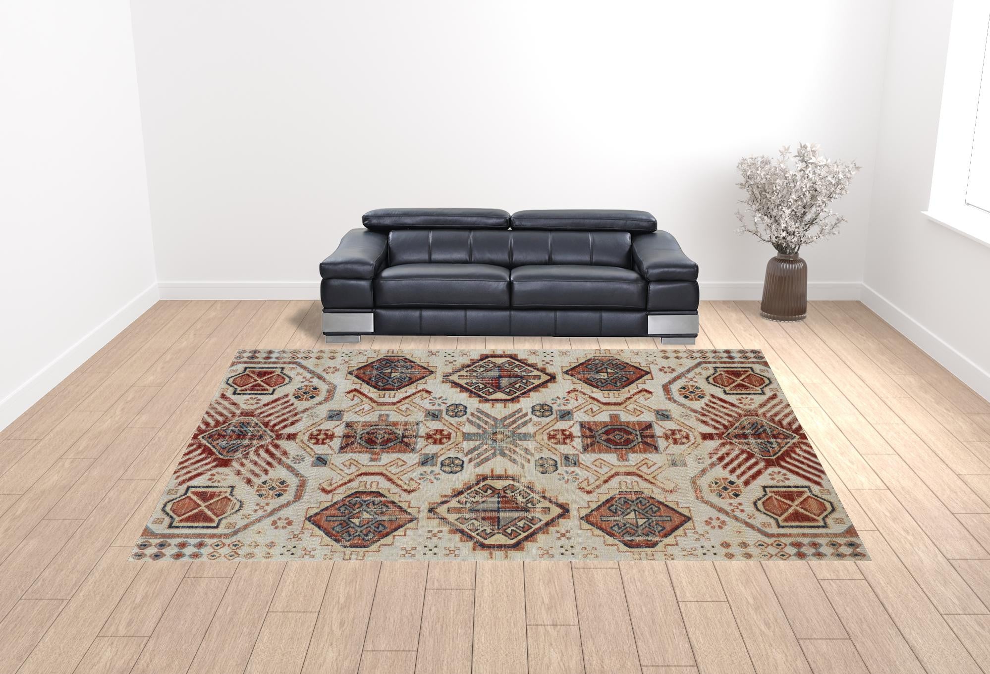 13' X 15' Abstract Power Loom Distressed Area Rug