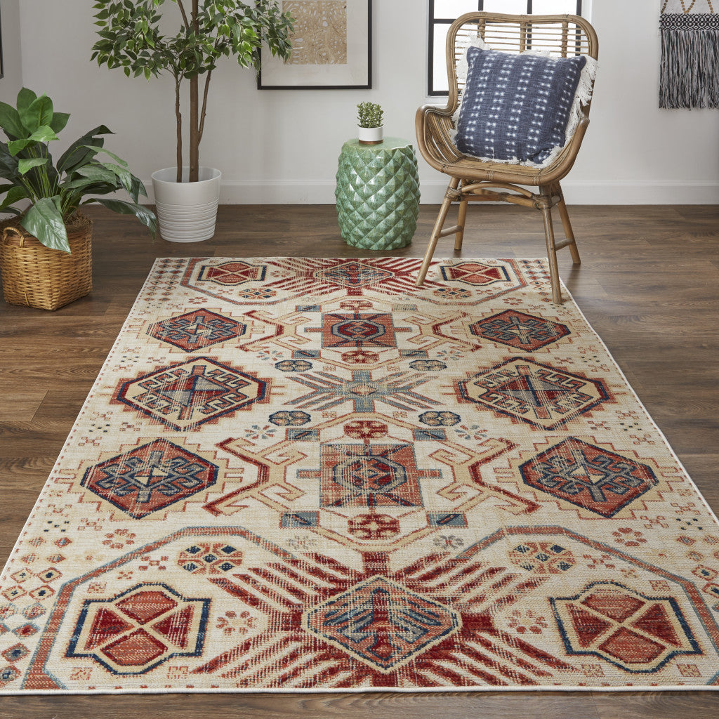 13' X 15' Abstract Power Loom Distressed Area Rug