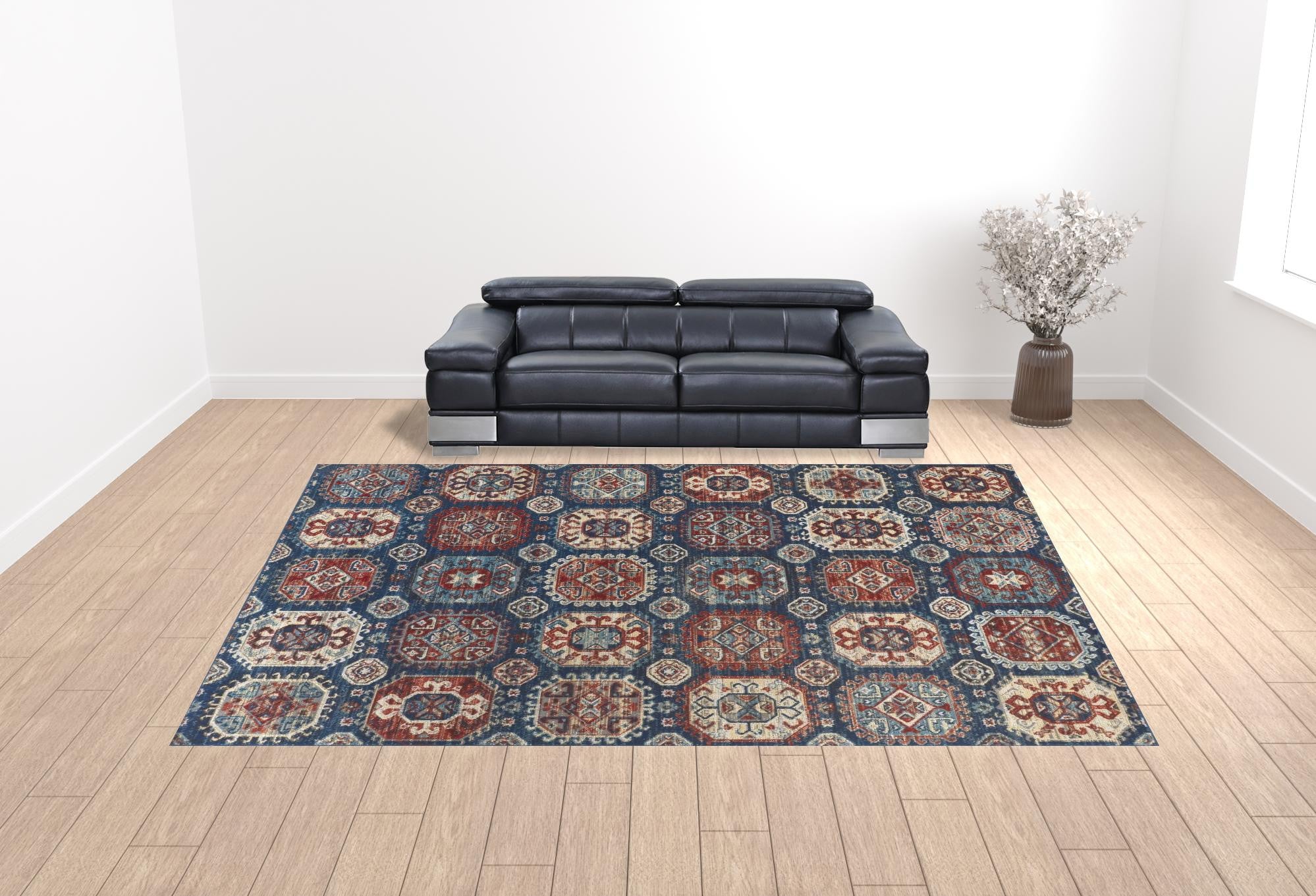 13' X 15' Abstract Power Loom Distressed Area Rug