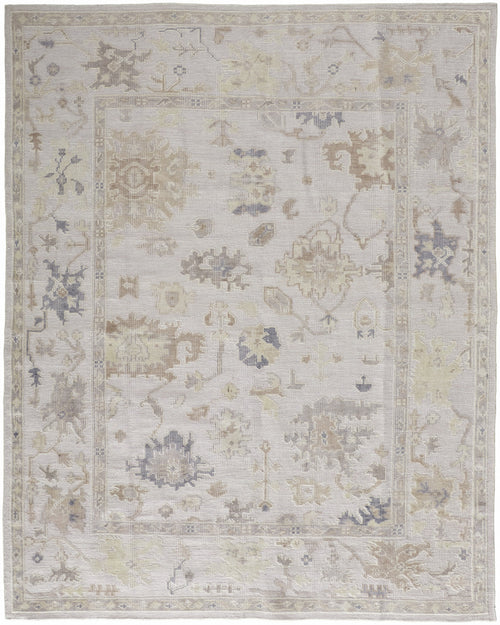 12' X 15' Tan Ivory And Orange Floral Hand Knotted Stain Resistant Area Rug