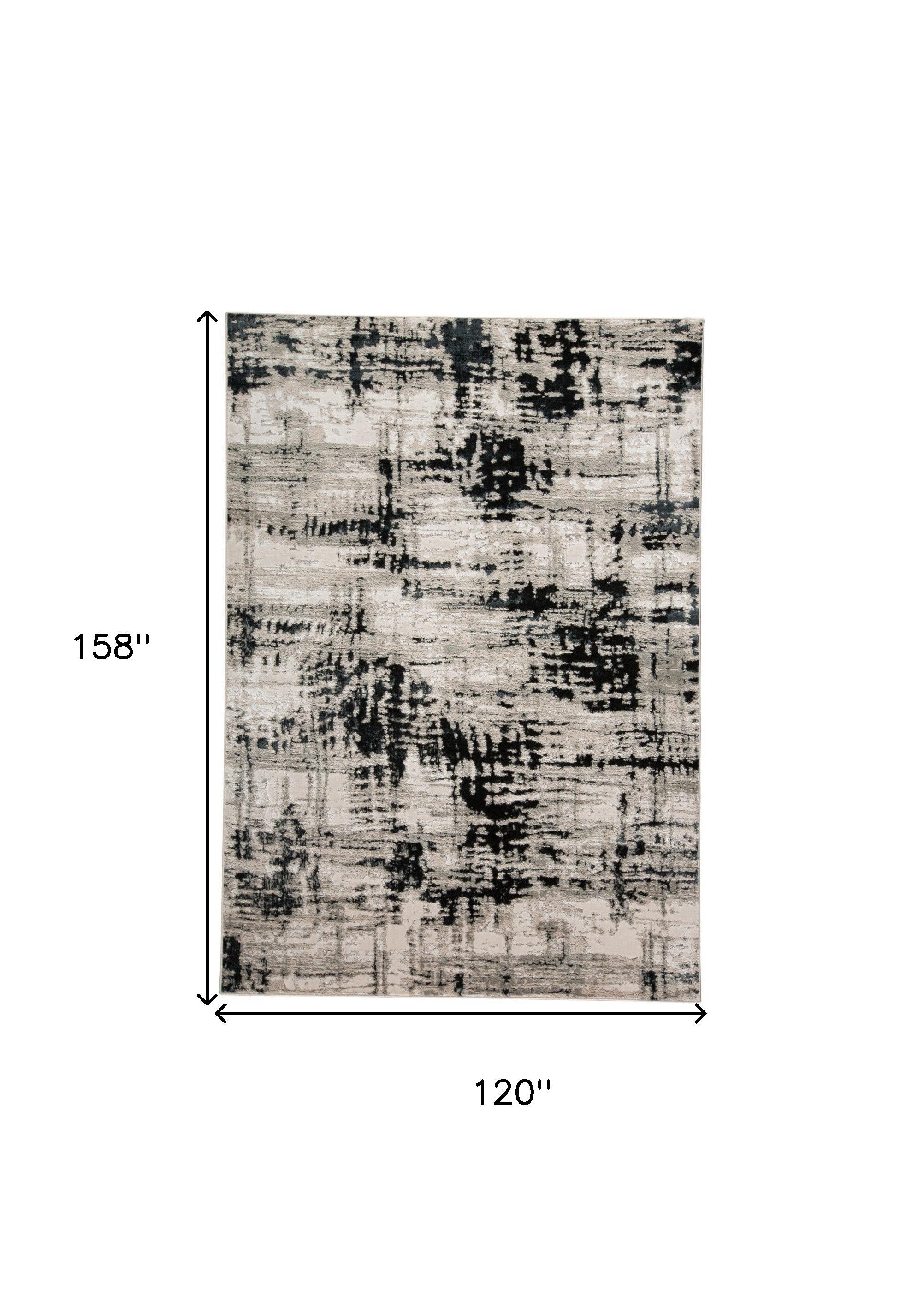 10' X 13' Black White And Gray Stain Resistant Area Rug