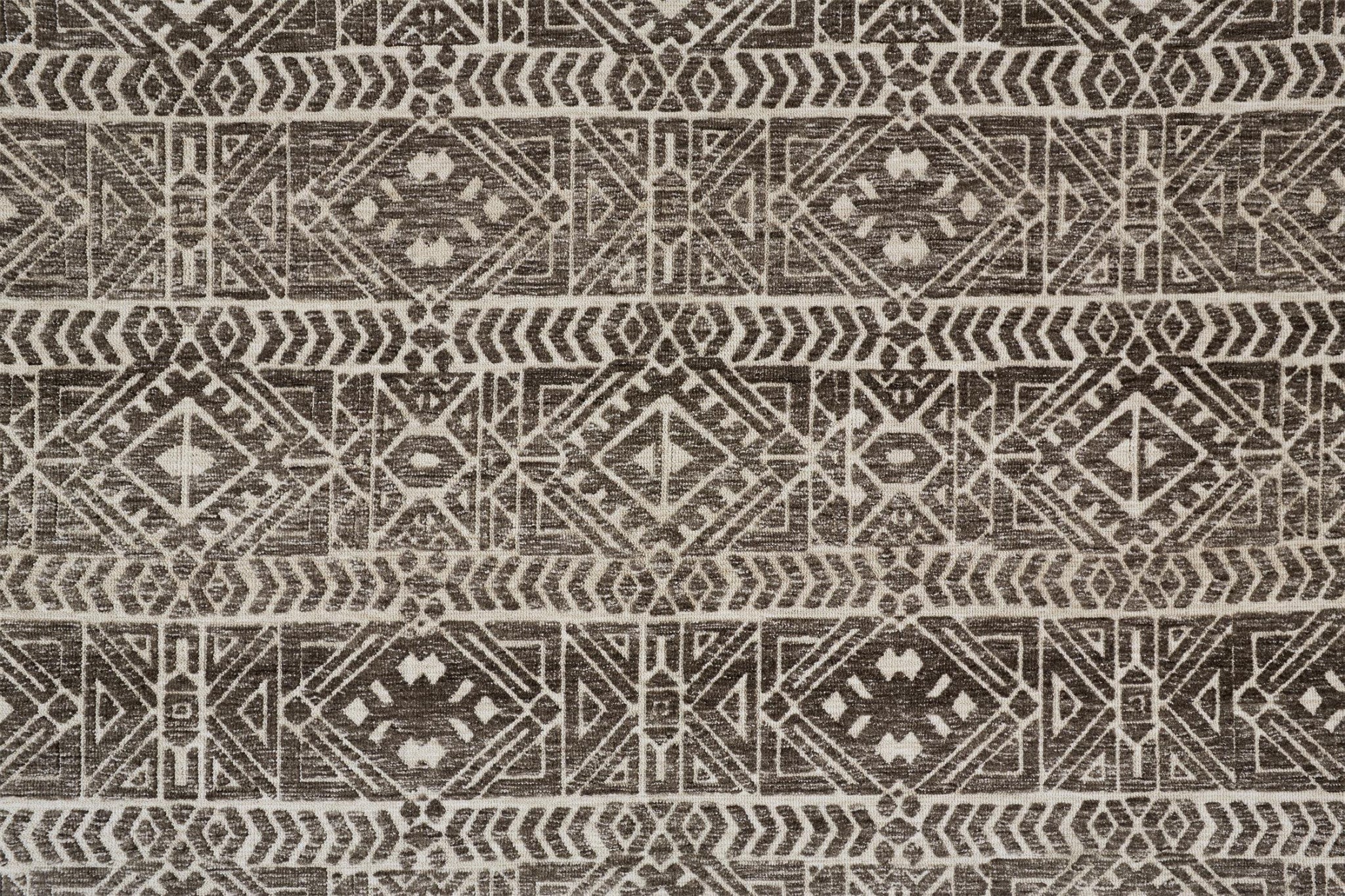 10' X 13' Brown Taupe And Ivory Striped Stain Resistant Area Rug