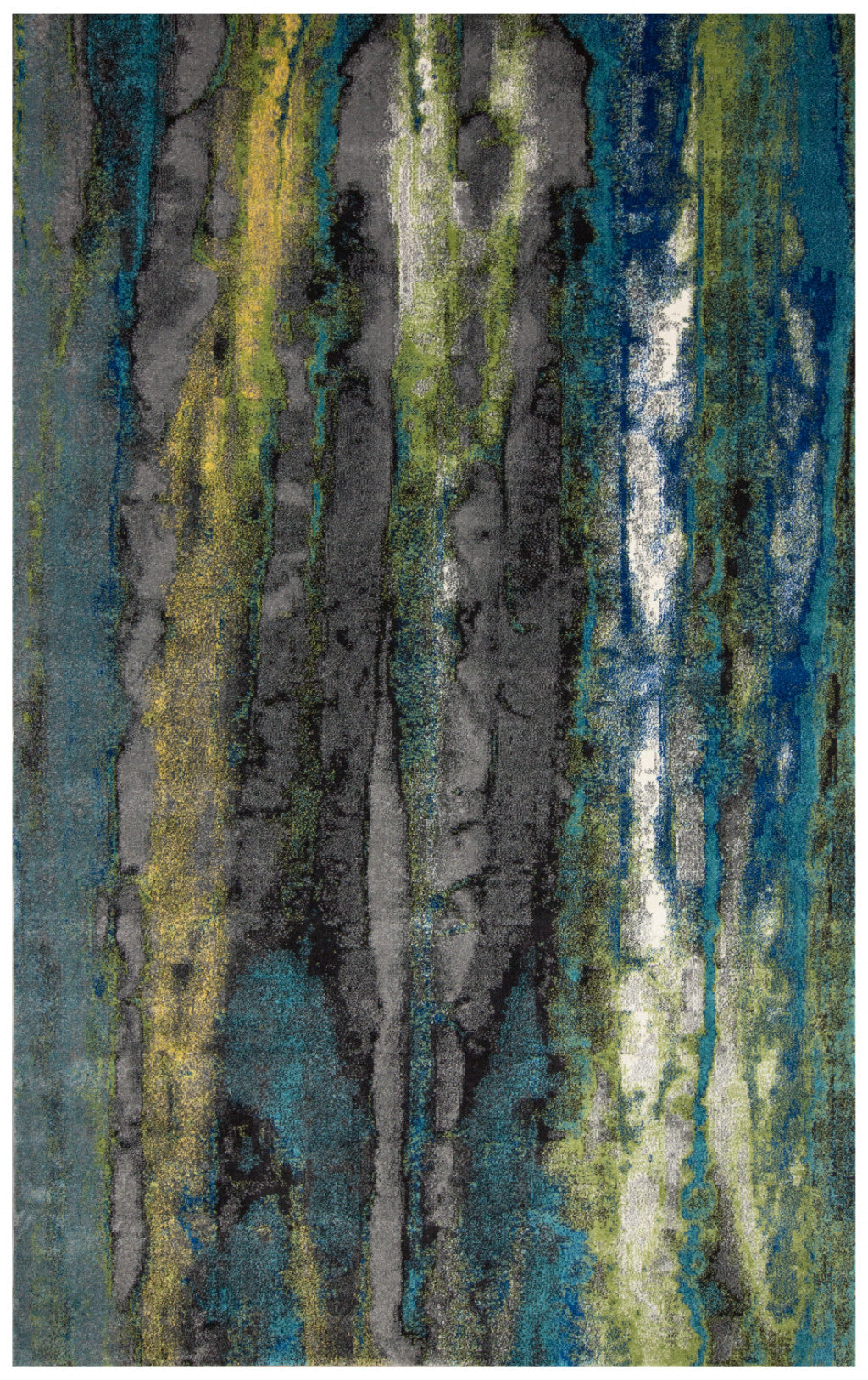 8' X 11' Blue Green And Taupe Stain Resistant Area Rug