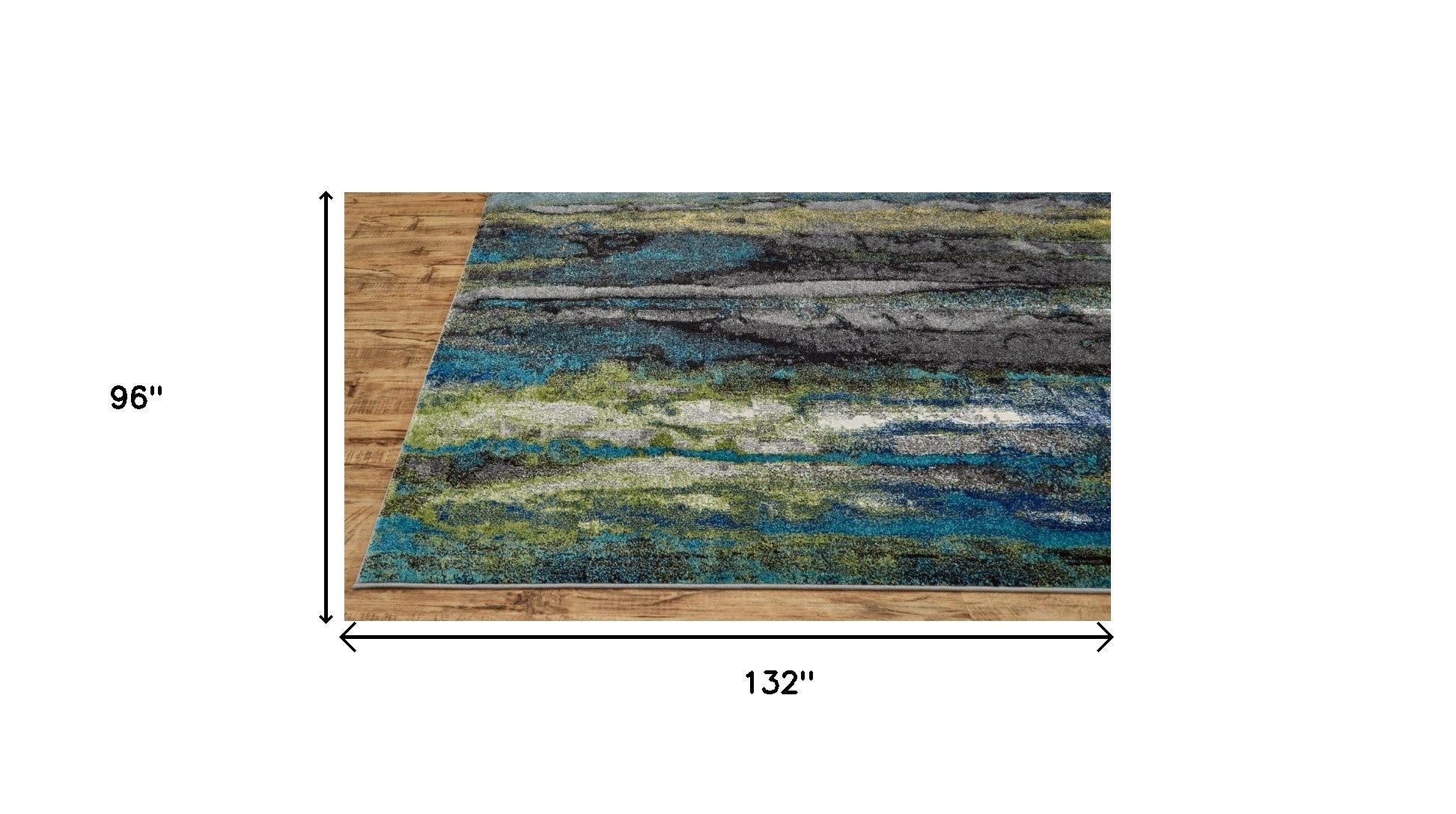 8' X 11' Blue Green And Taupe Stain Resistant Area Rug