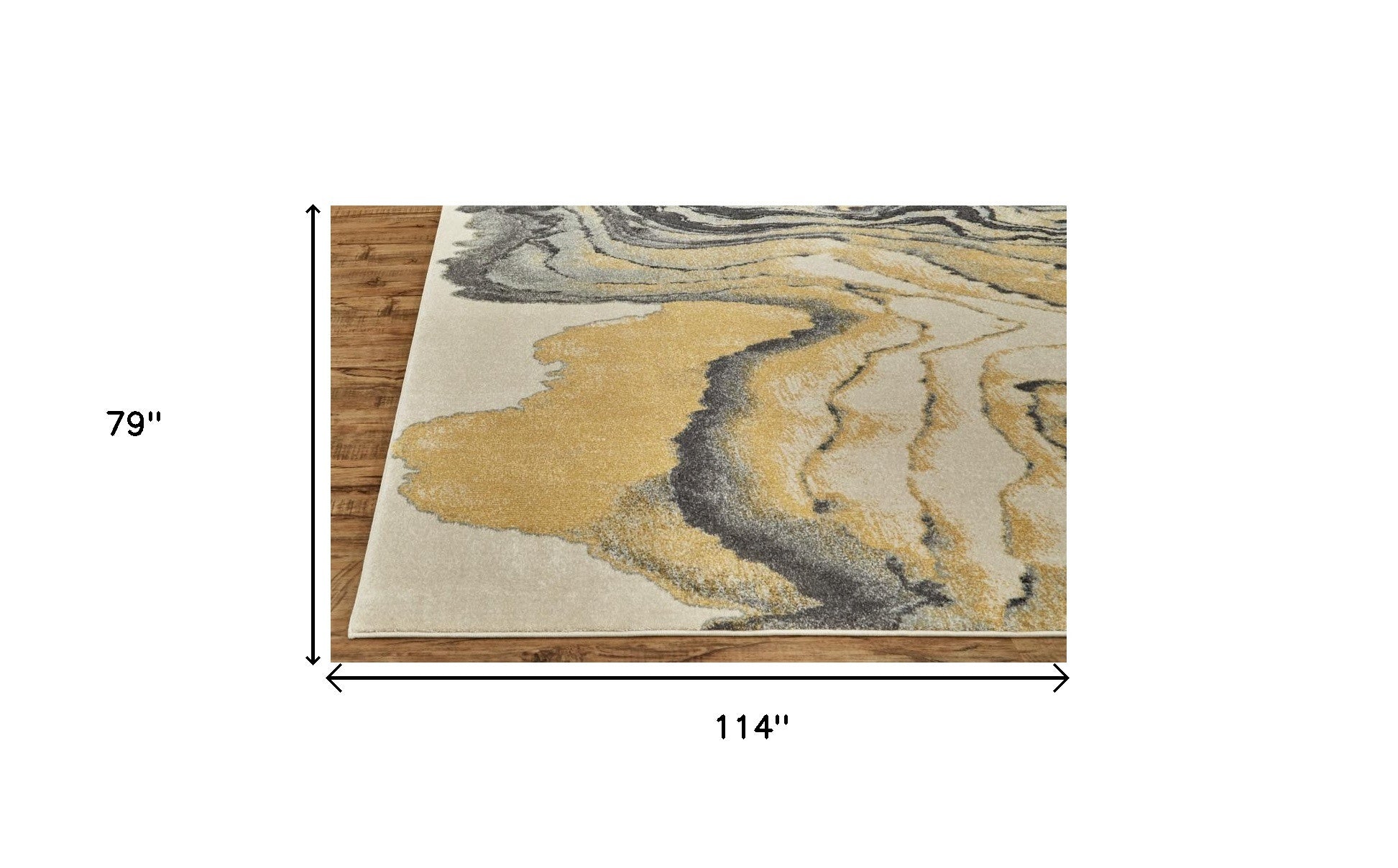 7' X 10' Gray Yellow And Ivory Area Rug