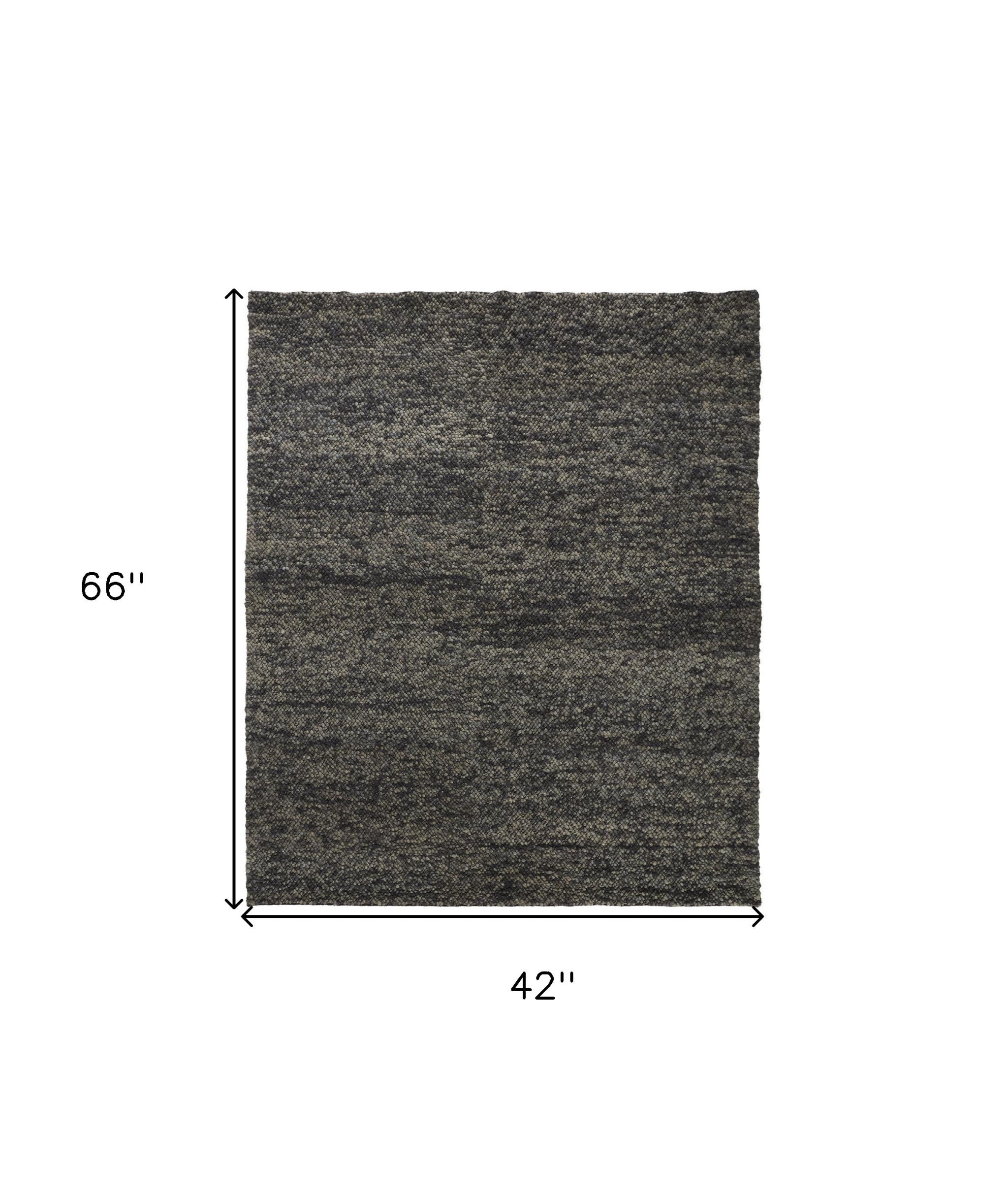 4' X 6' Gray Taupe And Black Wool Hand Woven Stain Resistant Area Rug