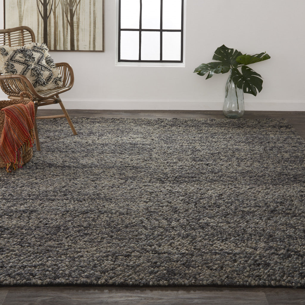 4' X 6' Gray Taupe And Black Wool Hand Woven Stain Resistant Area Rug