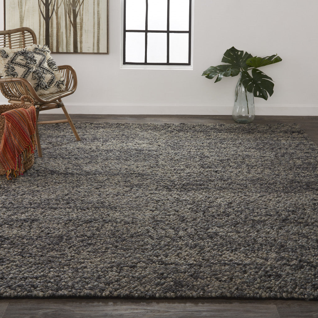 5' X 8' Gray Taupe And Black Wool Hand Woven Stain Resistant Area Rug