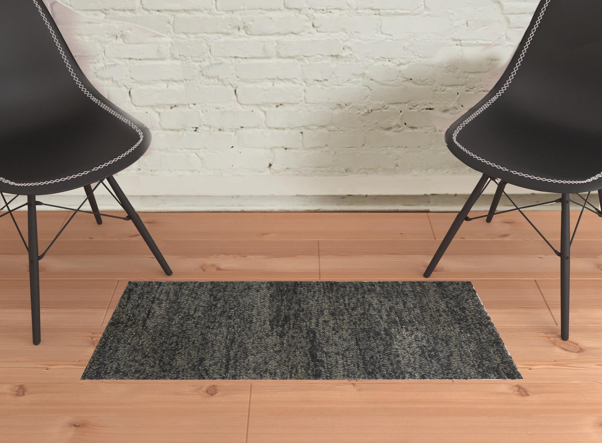 2' X 3' Gray Taupe And Black Wool Hand Woven Distressed Stain Resistant Area Rug