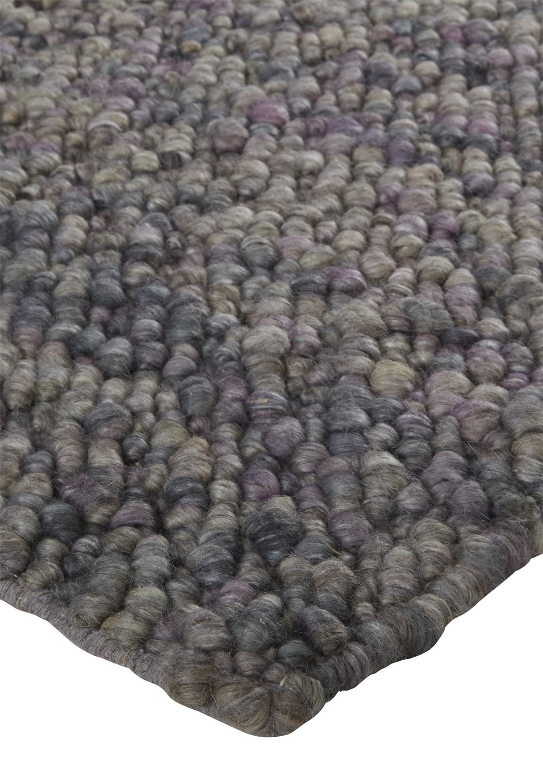 5' X 8' Purple Taupe And Gray Wool Hand Woven Distressed Stain Resistant Area Rug