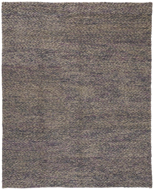 8' X 11' Purple Taupe And Gray Wool Hand Woven Distressed Stain Resistant Area Rug