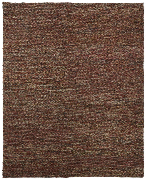 5' X 8' Brown Orange And Red Wool Hand Woven Distressed Stain Resistant Area Rug