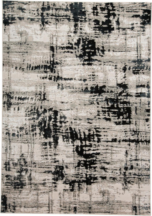 7' X 10' Black White And Gray Stain Resistant Area Rug