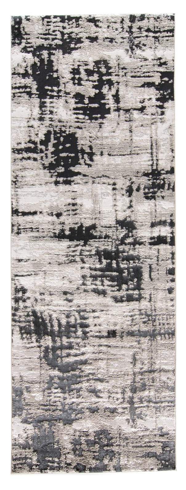 8' Black White And Gray Runner Rug