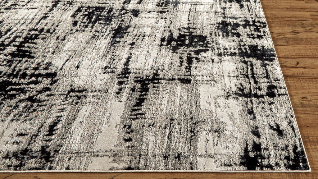 2' X 3' Black White And Gray Stain Resistant Area Rug